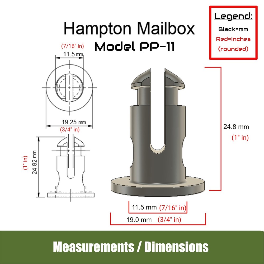 US Hampton/Ambrose Mail Mailbox Hinge Pin Replacement [2 Pack] - ABS Resin