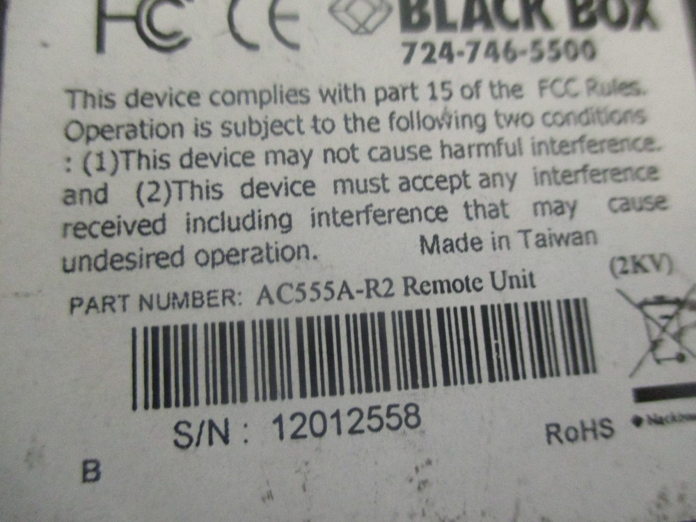 Black Box Model: AC555A-R2 VGA Extender - Remote. No AC Adapter