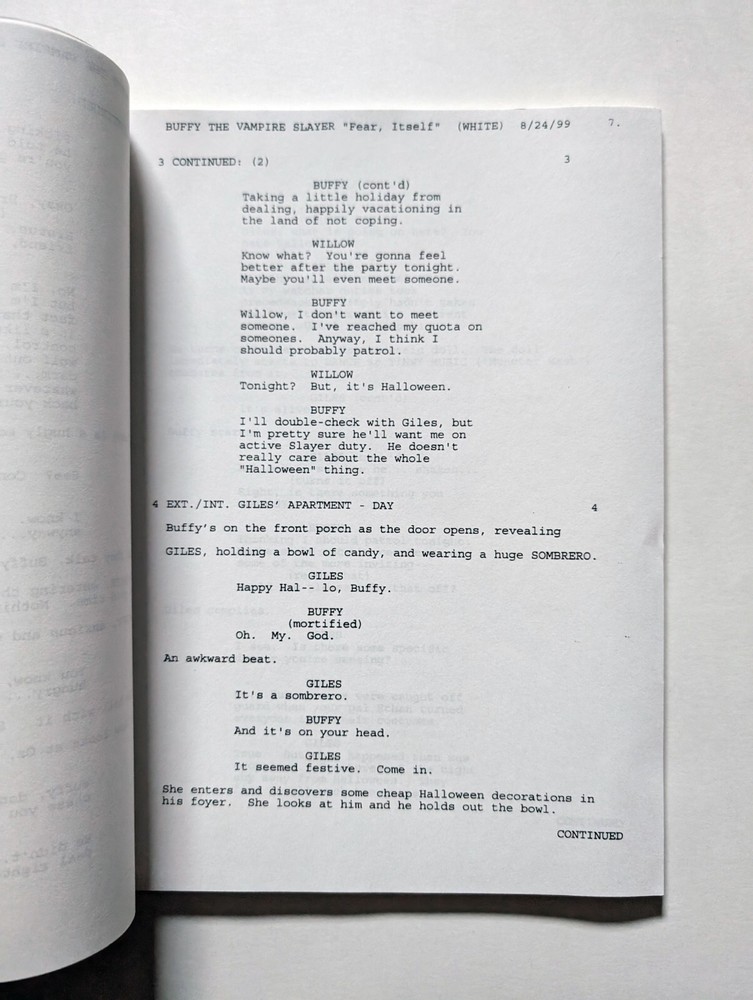 Buffy The Vampire Slayer Original Production Script - "Fear, Itself" S04E04