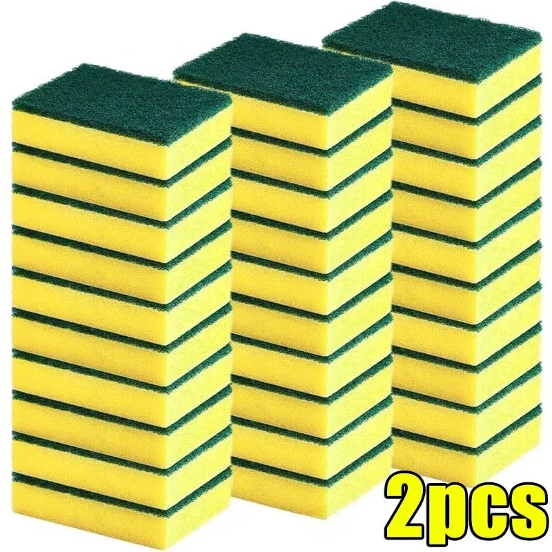 2PCS Kitchen Cleaning Sponges Soft Absorbent Rust Scouring Pads for Dishes