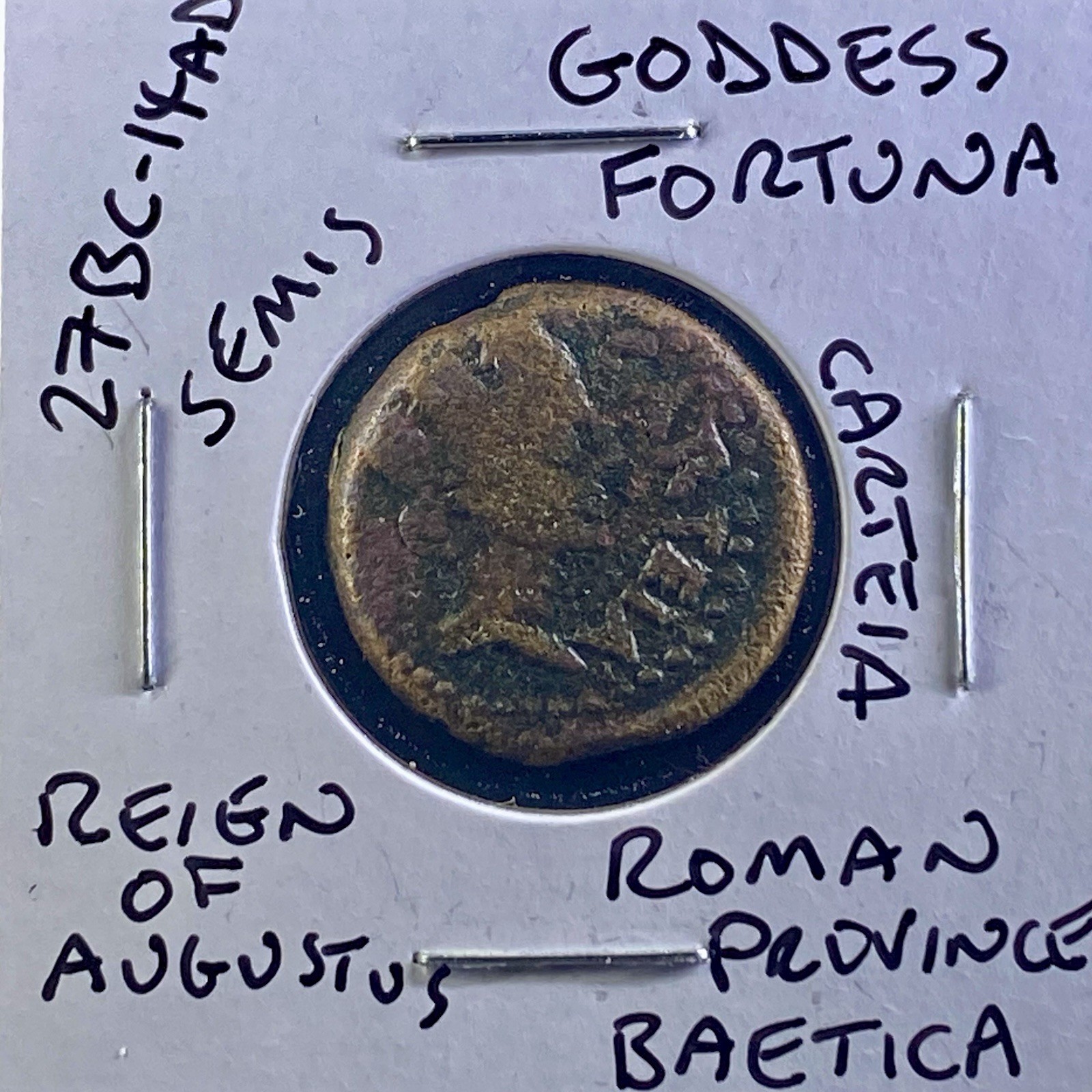Goddess Fortuna Roman Provincial 27BC-14AD Reign of Augustus Neptune Coin Scarce
