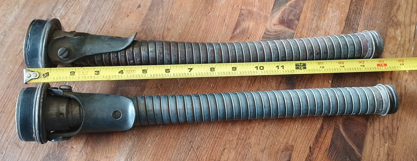 Lot of 2 Vintage Jerry Gas Can Flex Nozzle Spout w/ Screen Cap US Military Clamp