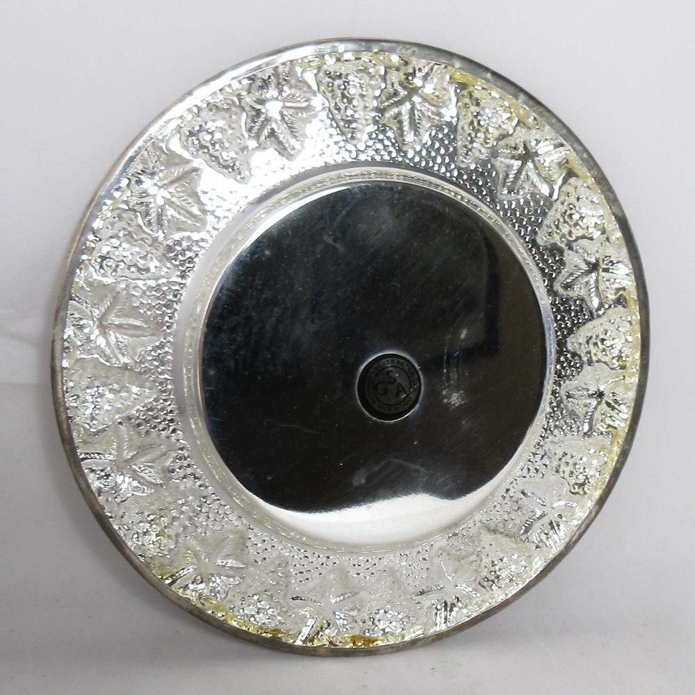 Godinger Silver Plate Art Grape Coaster 5" Saucer Silver-plated