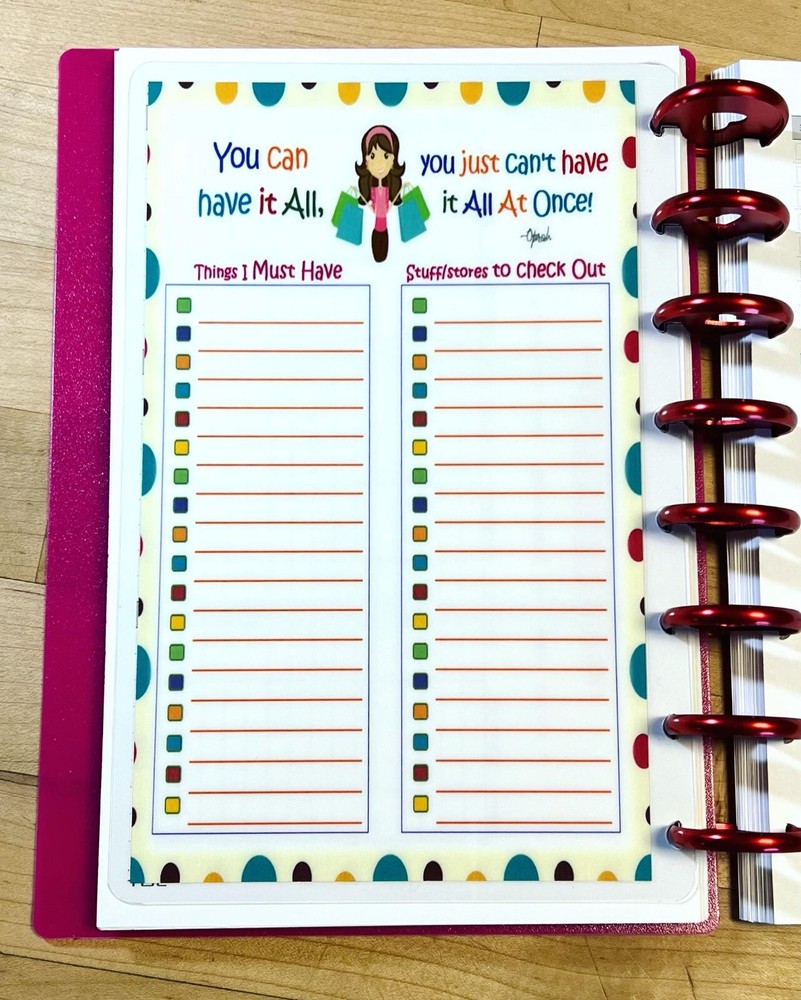 Shopping Order Tracker DASHBOARD FOR USE with the TUL/Arc (8 disc) Planner-