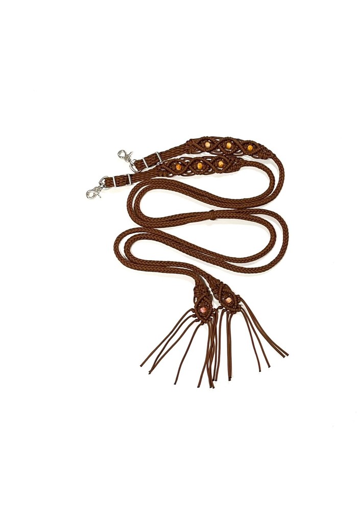 braided split reins with beading