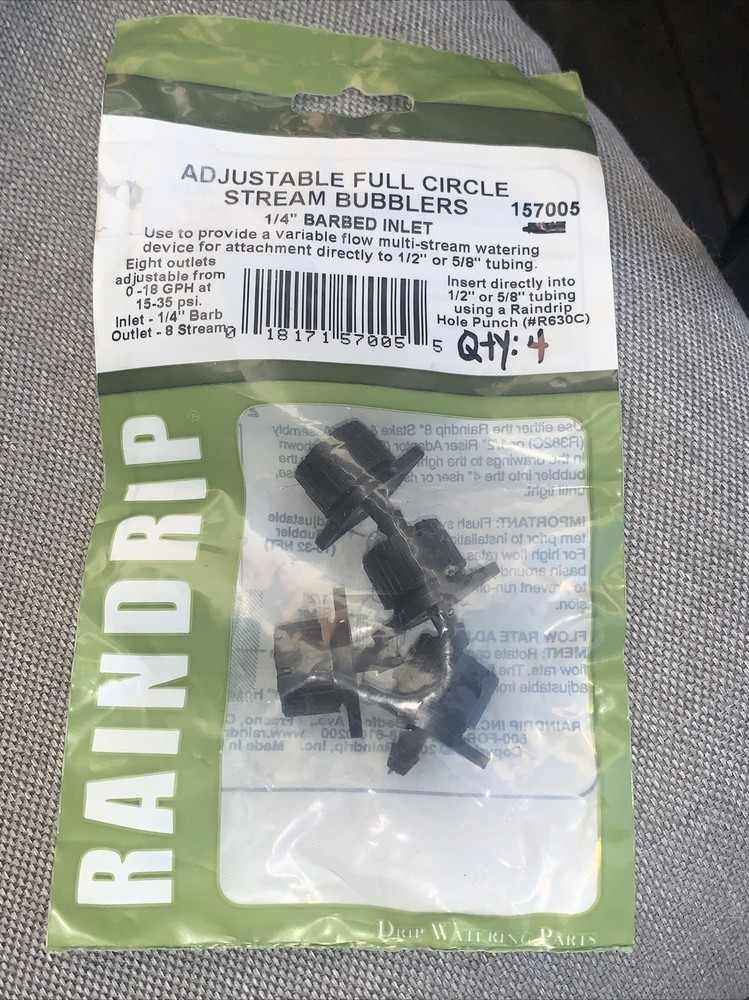 RAINDRIP  ADJUSTABLE FULL CIRCLE STREAM BUBBLERS 1/4” Barbed Inlet Qty: 4