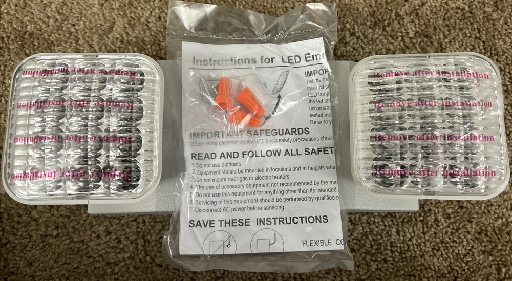 New LED Emergency Exit Light Battery Backup & Adjustable Two Heads UL 924-Listed