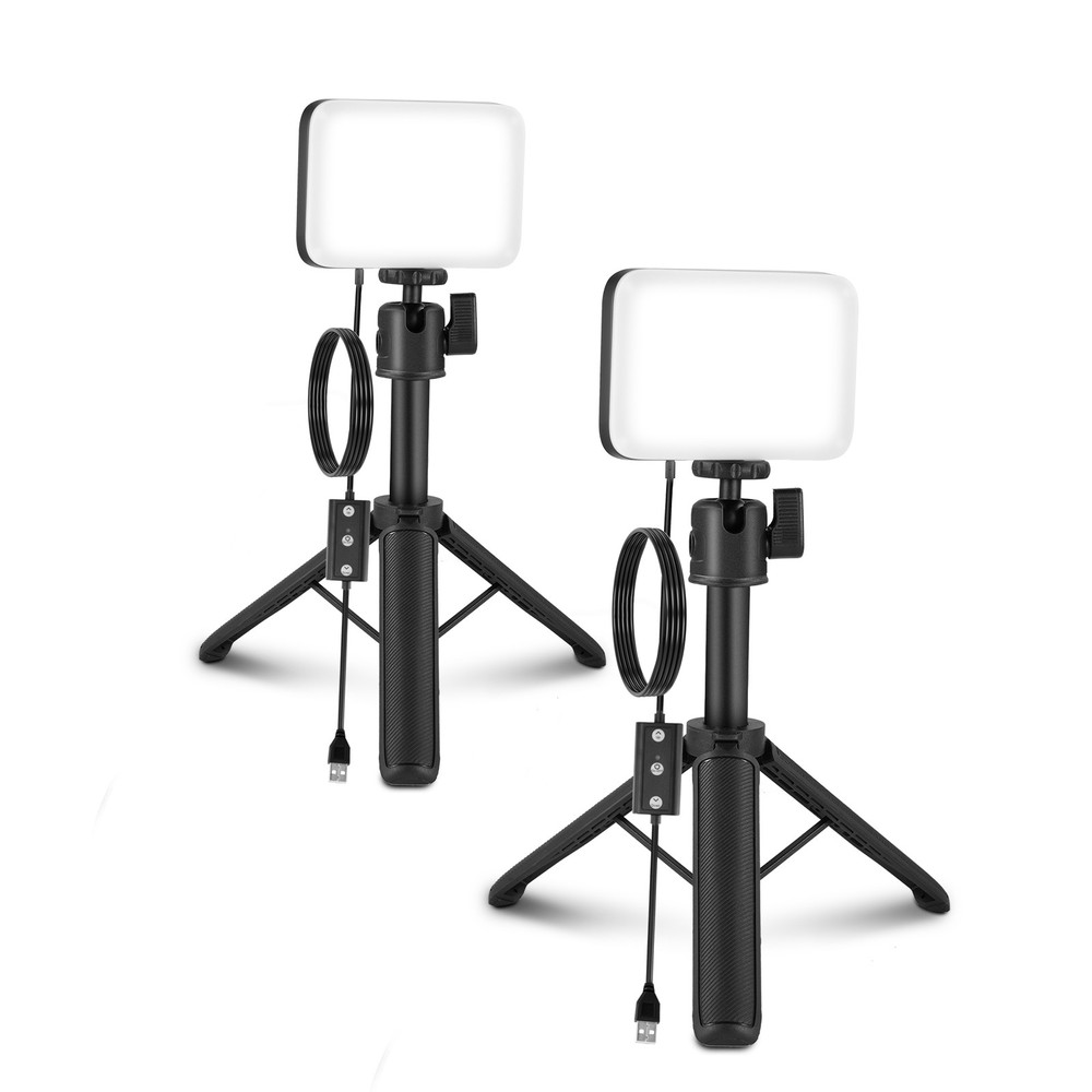 NEEWER Basics BP66D 2-Pack LED Panel Kit w/Stands for Streaming