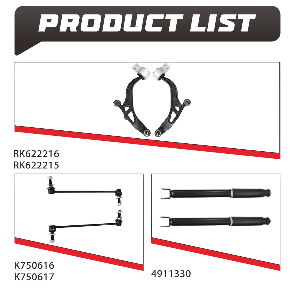 6Pc Front Lower Shocks Control Arms Kit For Ford Explorer 2011-2019