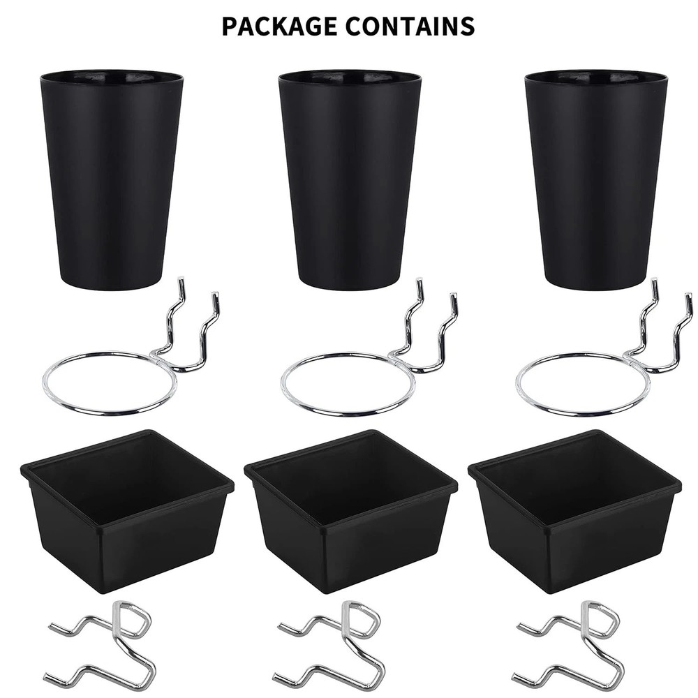 6 Sets Pegboard Bins with Hooks - Pegboard Organizer for Accessories, Tools, Sto