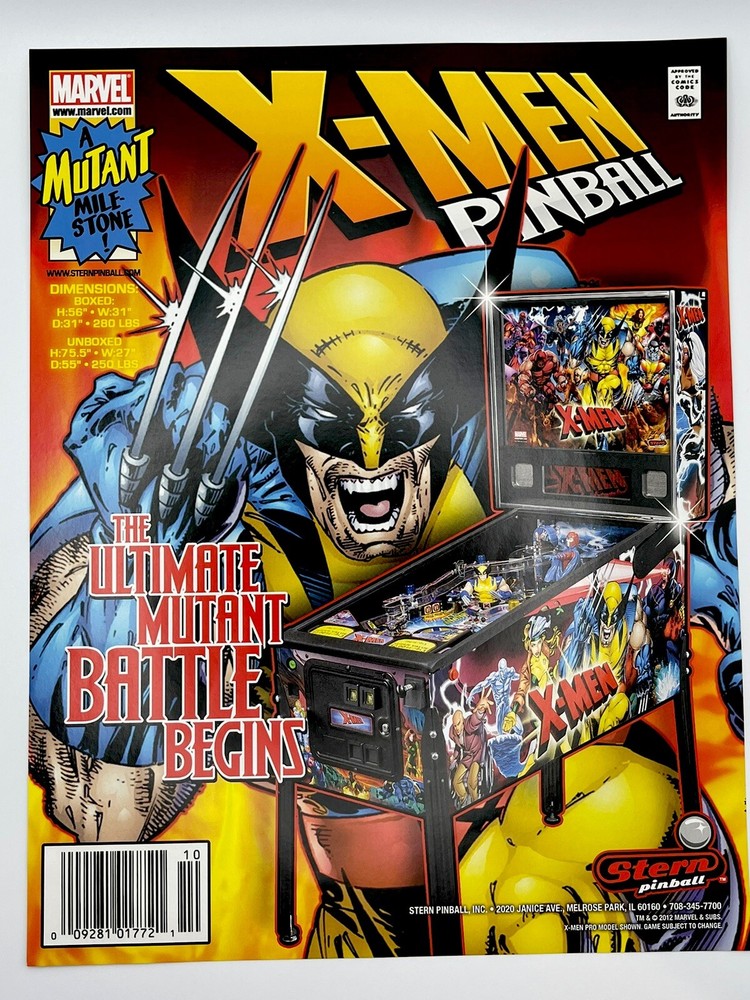 Stern X-Men Pinball Machine Flyer Original Game Sales Sheet 2012