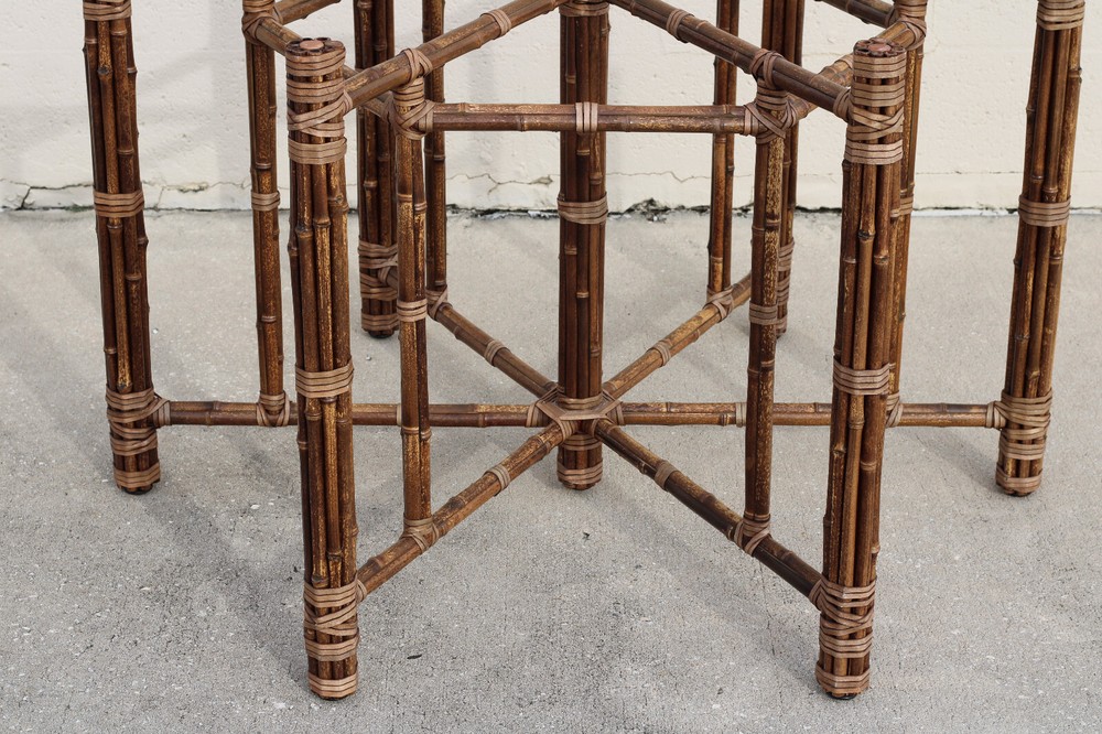 Authentic McGuire Hexagonal Bamboo Rattan Organic Modern Dining Table Base