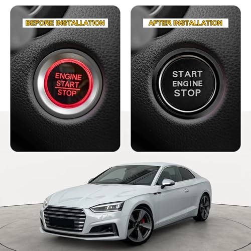 Push Start Button Cover Start Stop Button Cover for Audi Accessories, Car Black