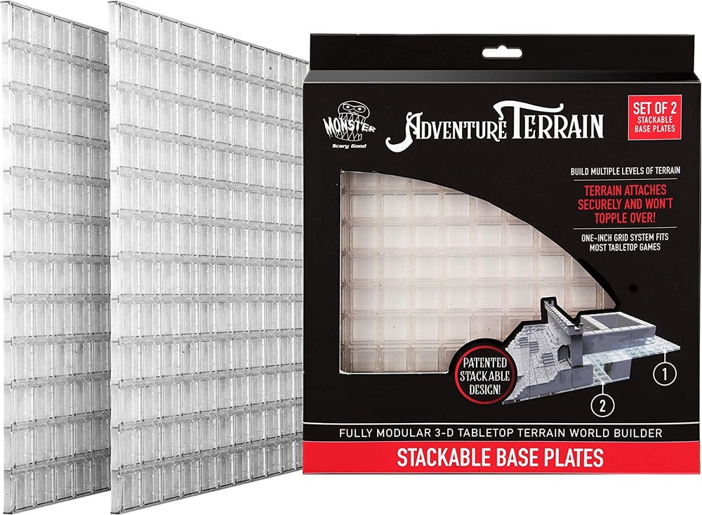 Monster Adventure Terrain Stackable Base Plate 2 Pack Set Fully Modular 3 D