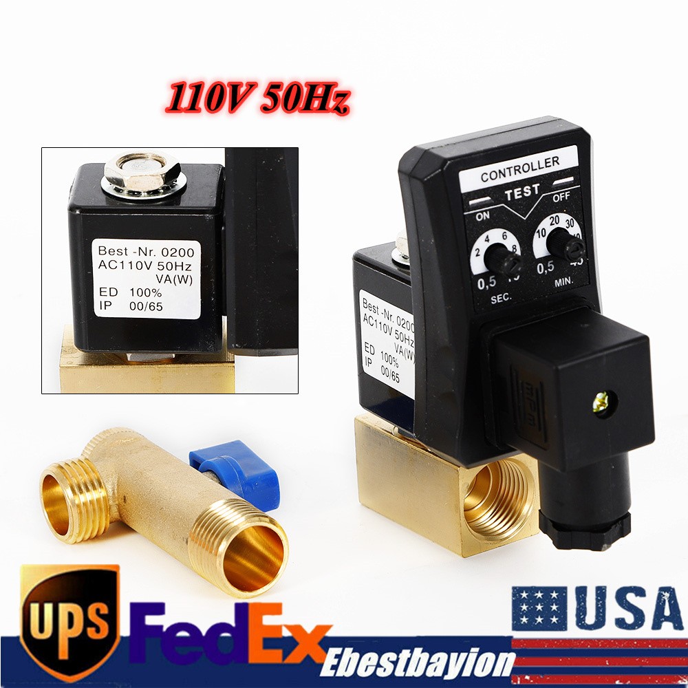 Automatic Timed Electronic Auto Drain Valve For Air Compressor Water Tank 110V