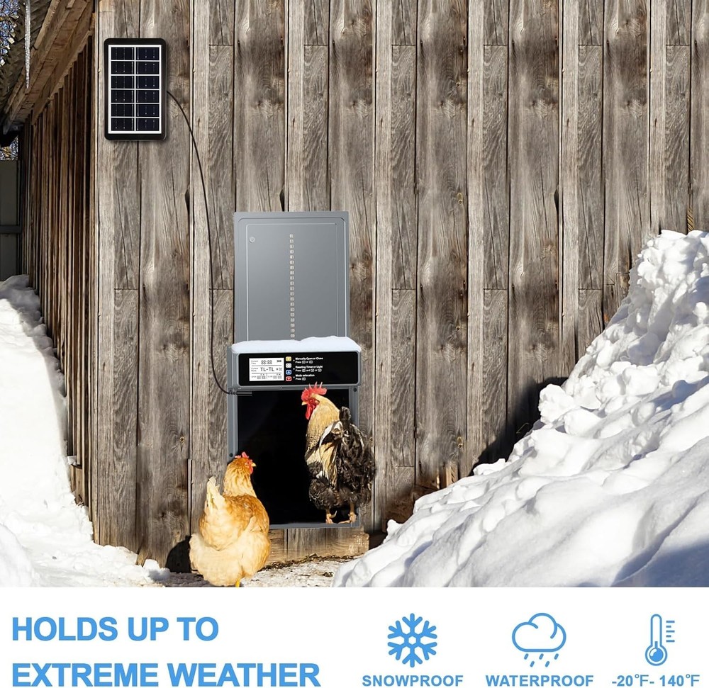 Efficient Remote-Controlled Chicken Coop Door - Solar Powered with LCD Display