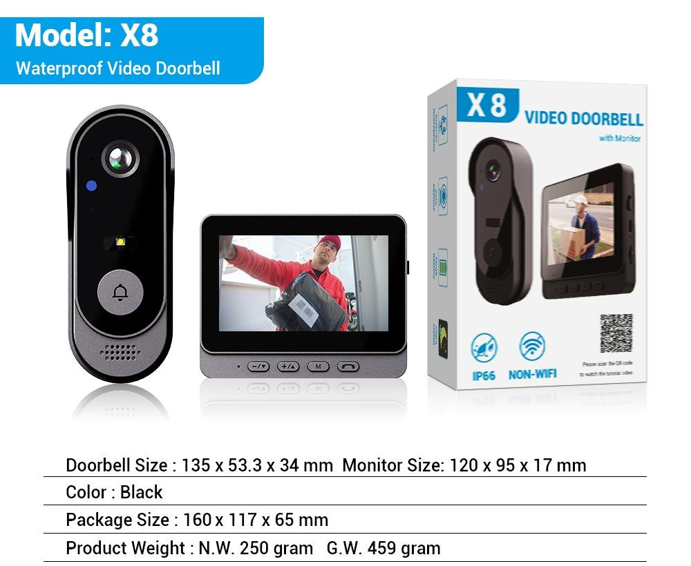 Smart Visual Intercom Video Doorbell PIR Motion + Wireless Chime+WIFI Cloud Save