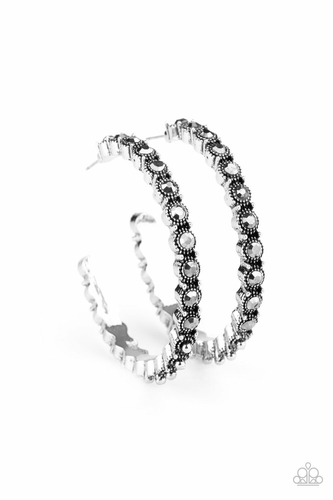 Paparazzi Earrings -Rhinestone Studded Sass - Silver