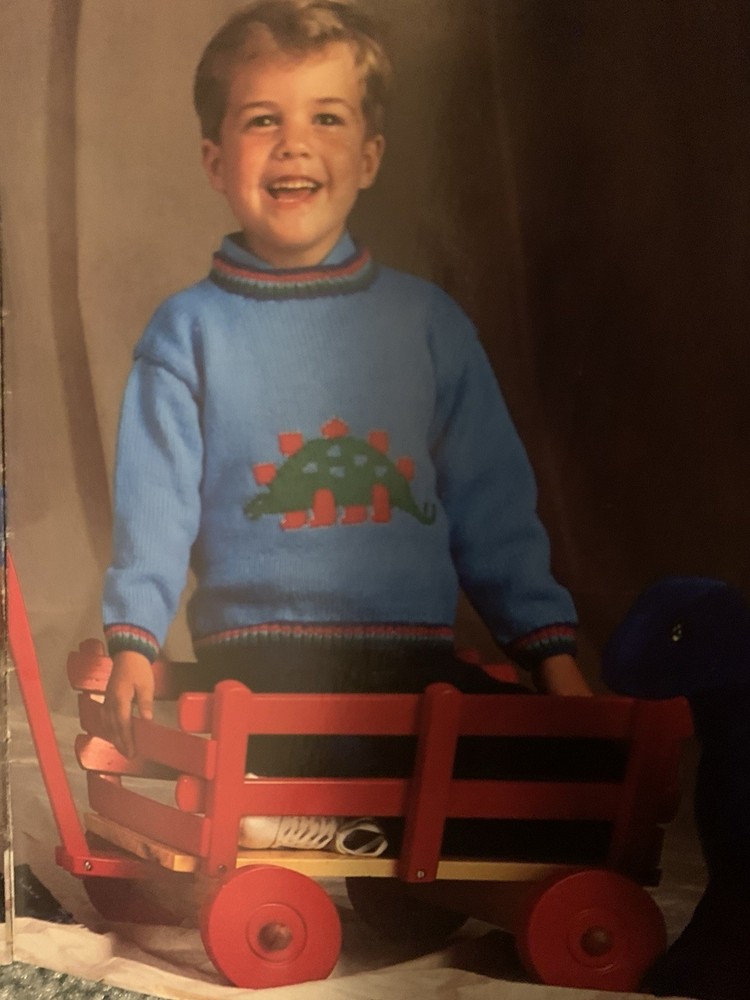 Hand Knit Patterns Sweaters Train Tractor Dinosaur Hearts Cables Upside Downers