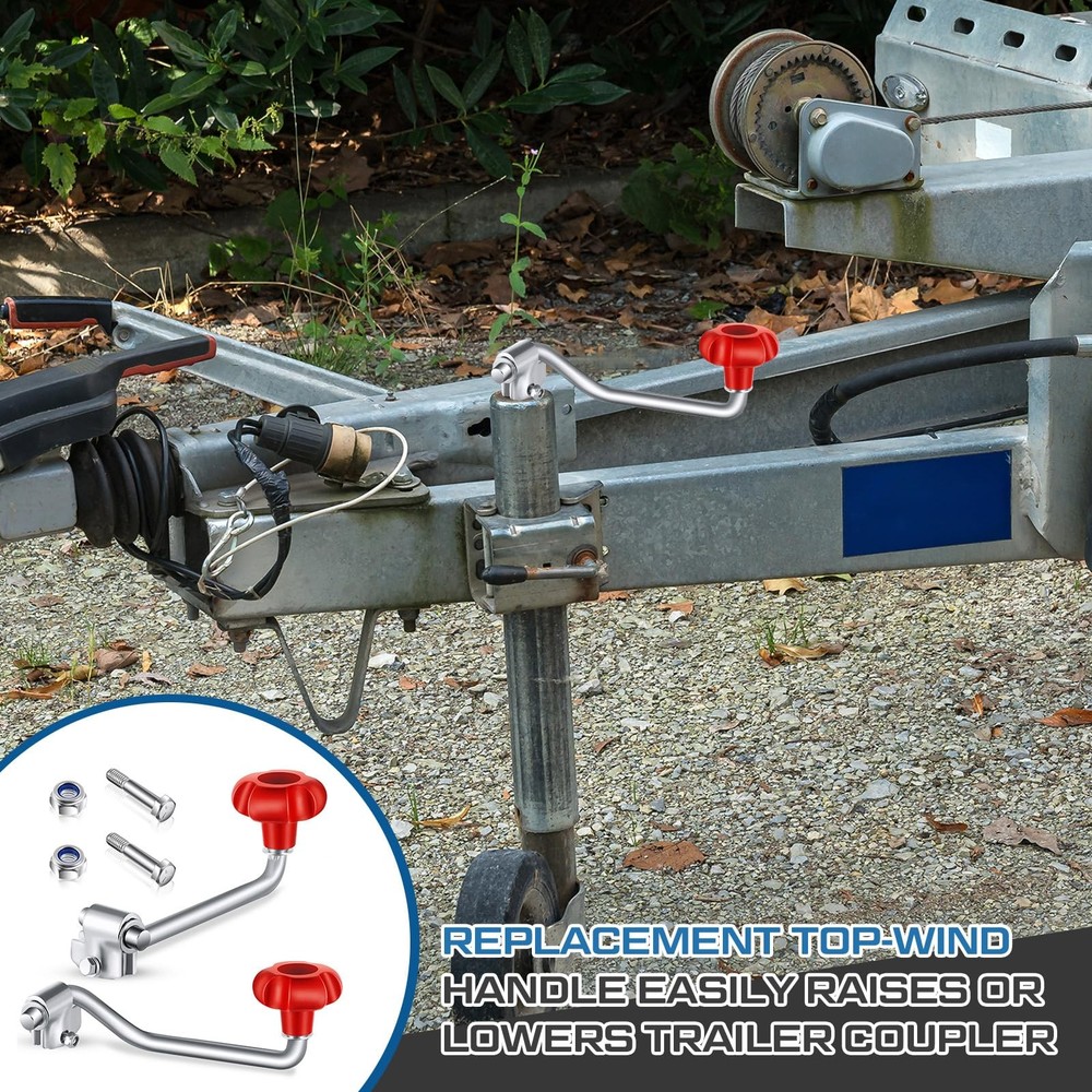Trailer Jack Handles Replacement Set with Bolt Nut Spacers - Fits Most Trailers