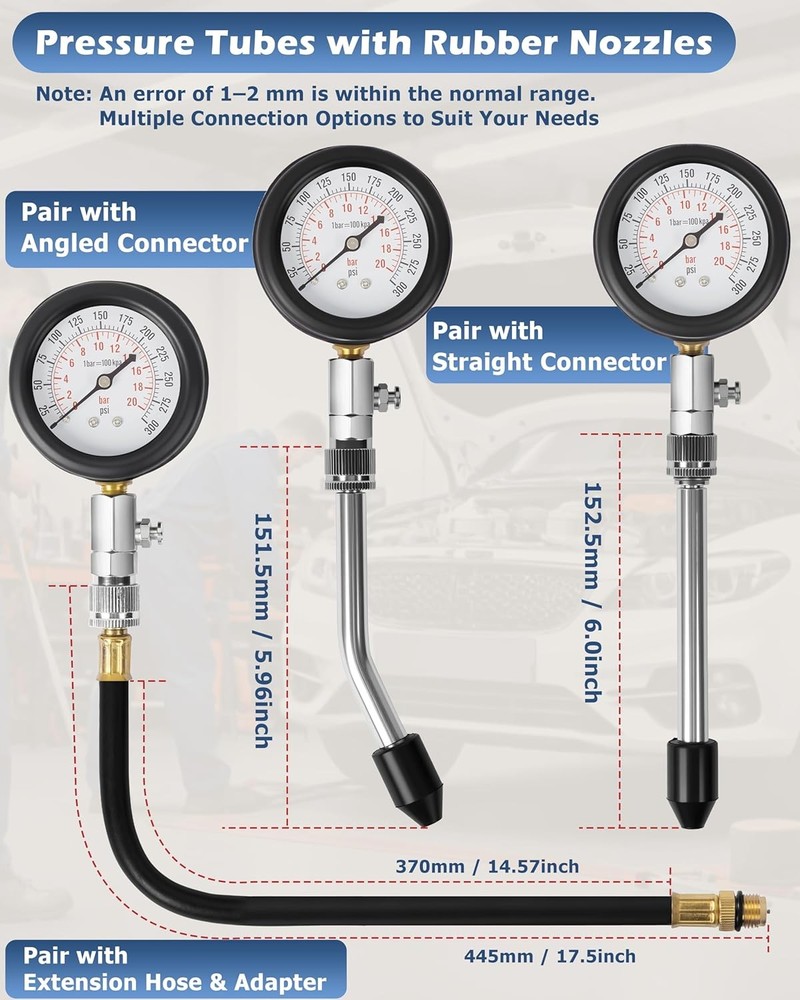 Engine Cylinder Compression Gauge Tester Kit Gas Engine Diagnostic Testing Tool