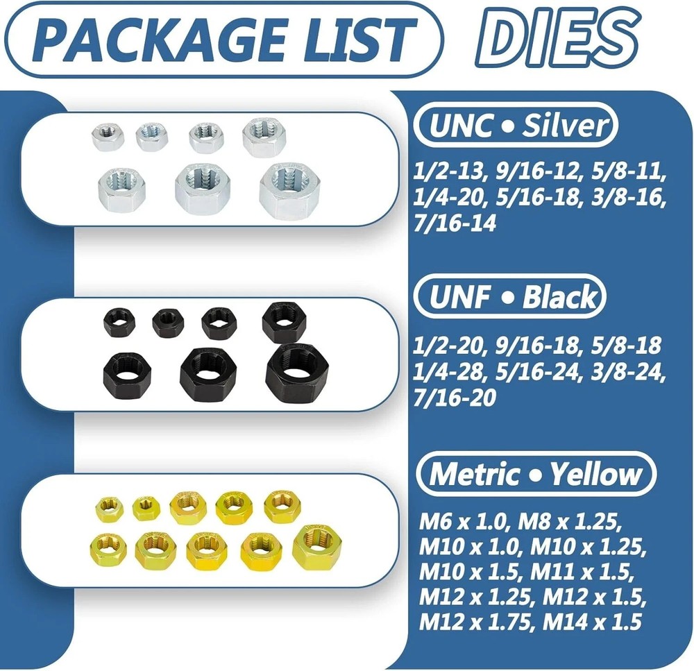 Thread Repair Thread Chaser Tool Set-49PCS Thread Cleaner Rethreading Master Kit