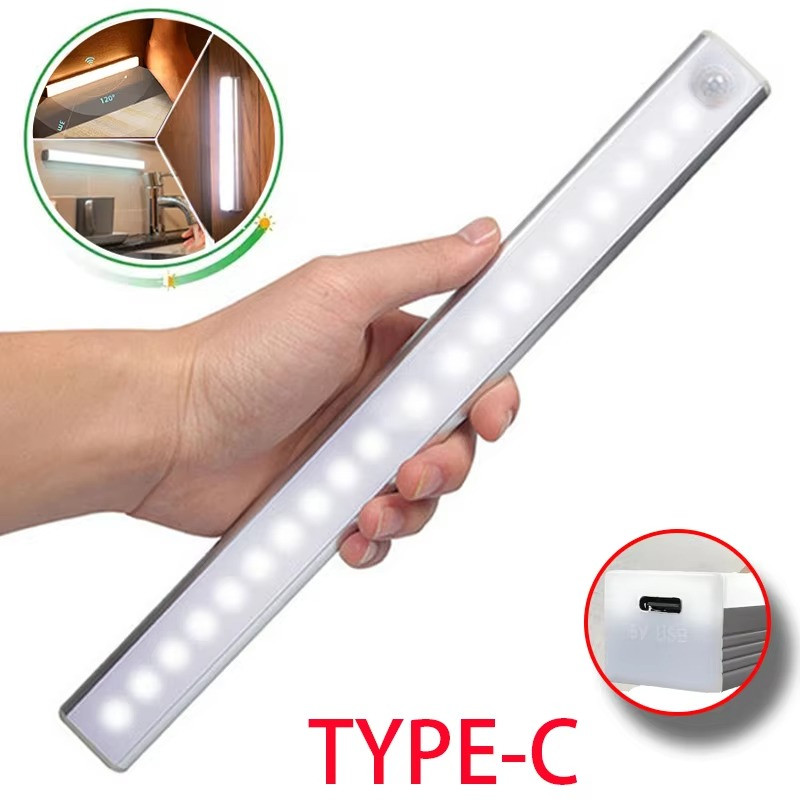 50CM LED Motion Sensor Under Cabinet Closet Light USB Rechargeable Kitchen Lamp