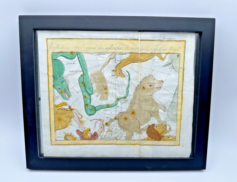 1777 BODE Hand Colored CELESTIAL CHART for December - Celestial Atlas Page