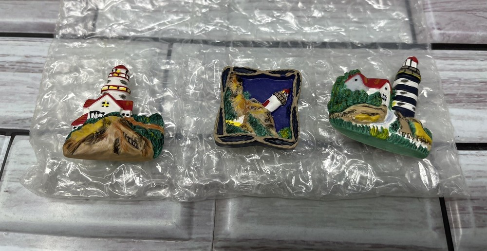 Multicolored Nautical Theme Lighthouse Button Covers Set Of 3