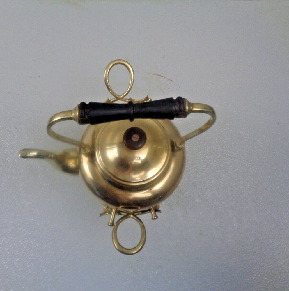 Antique Rare G.D. Trademark Brass tilting Teapot with warmer