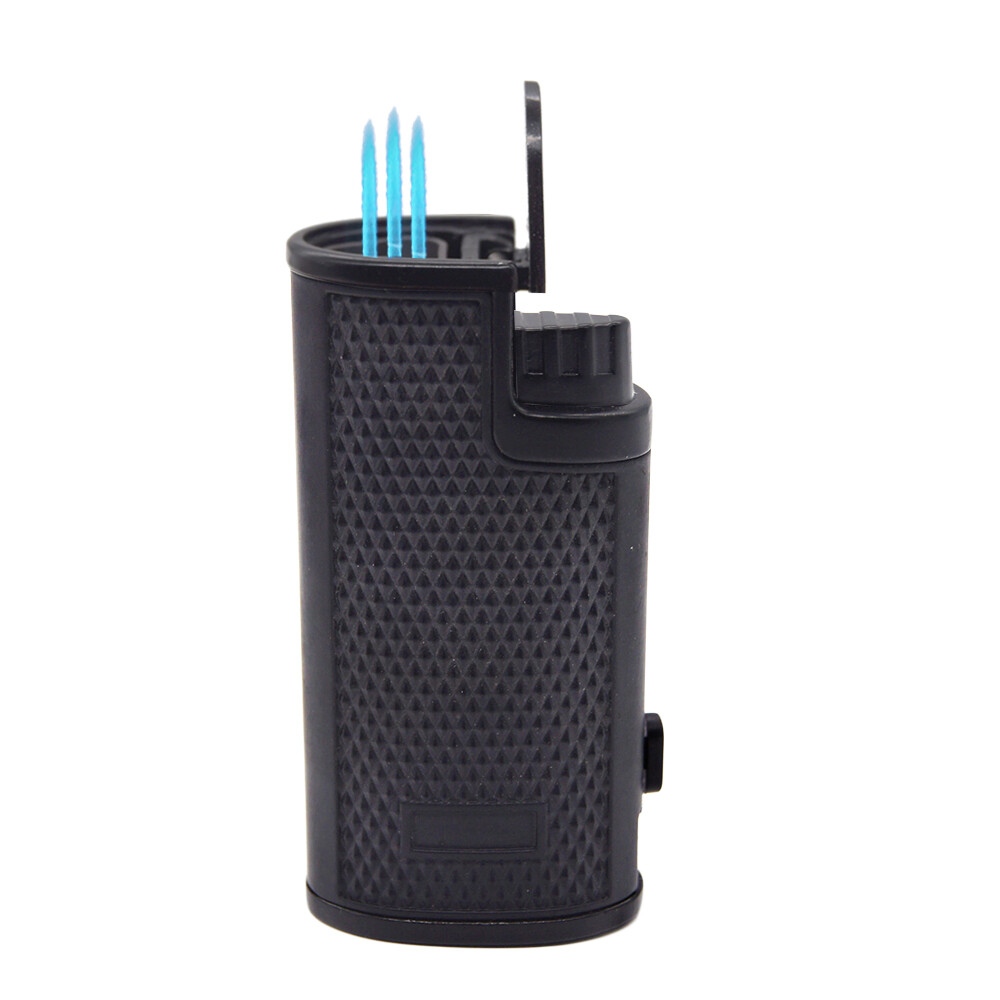 Shinny Triple Jet Torch Lighter Adjustable Windproof Butane Refillable Puncher