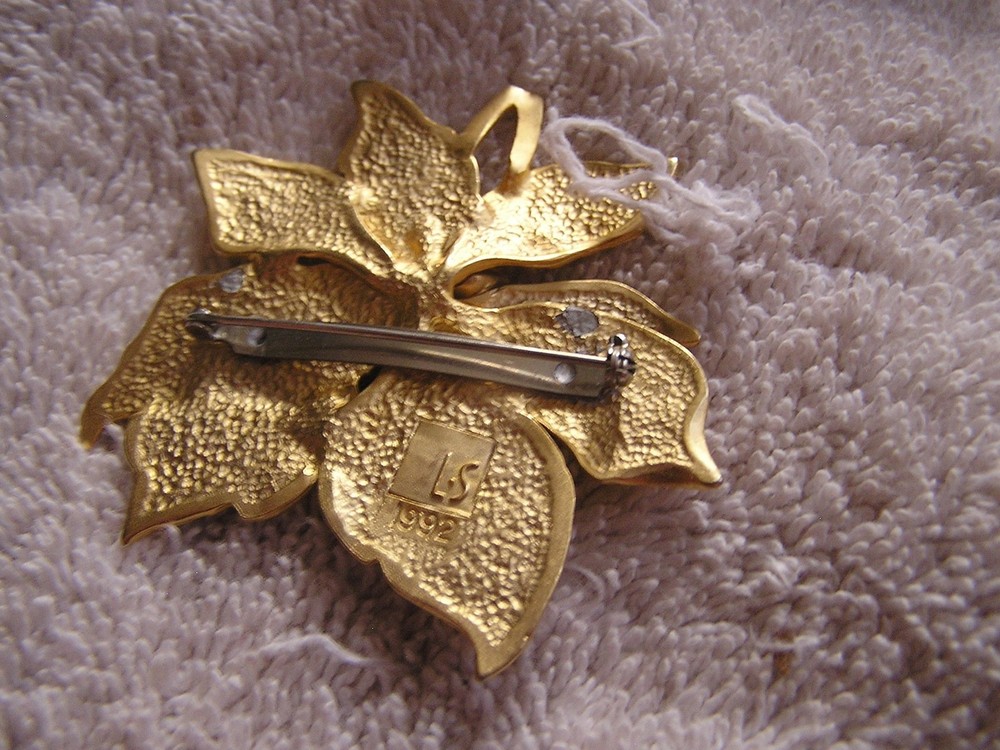 Vintage L.S. Pin 1992 Leaf Flower