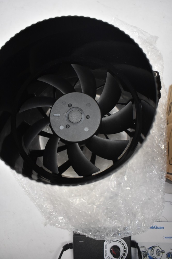 Hon & Guan Inline Duct Fan 6" Fan w Variable Speed Controller 469 CFM Black