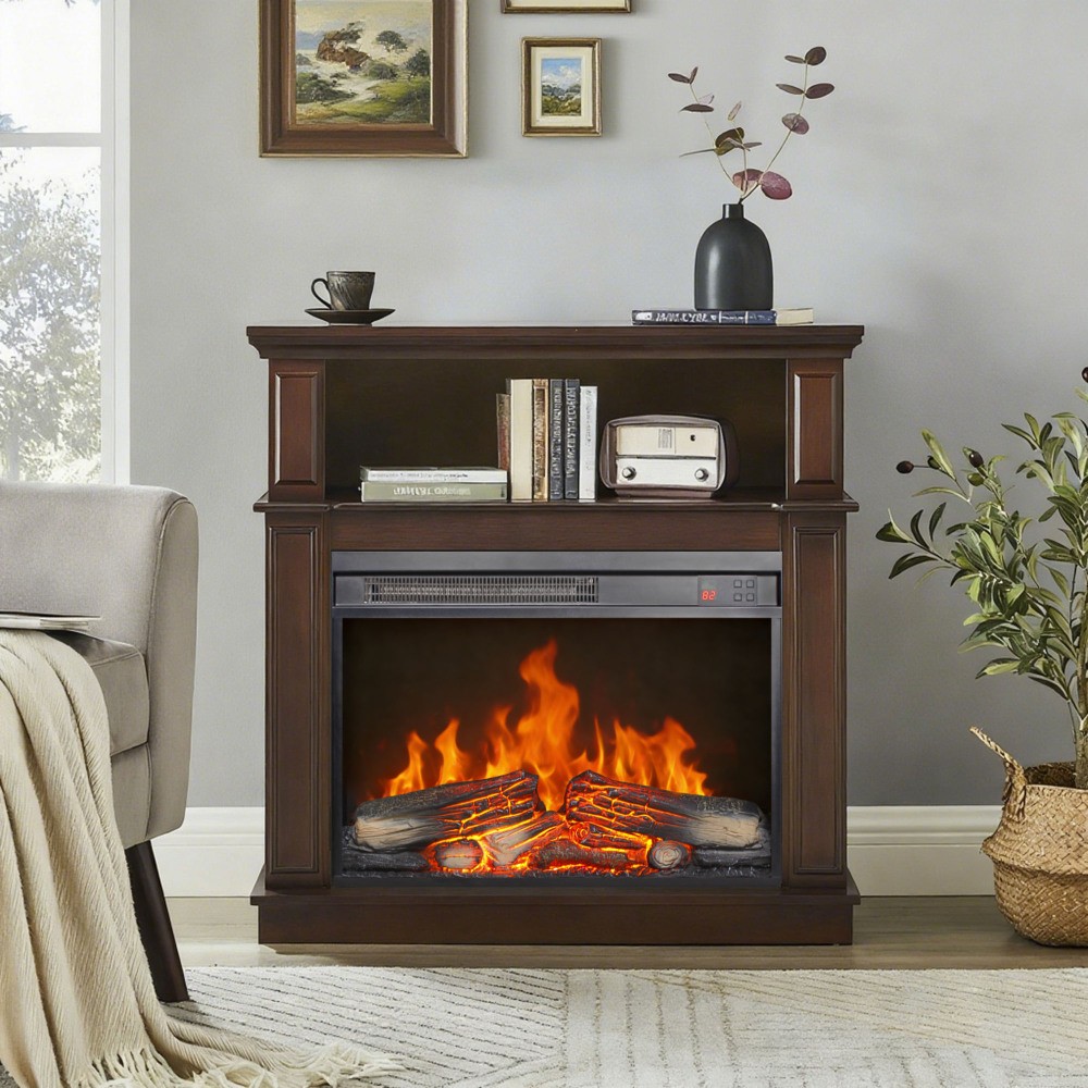 Fireplace with log set Features flame effect Timer function Overheat protection