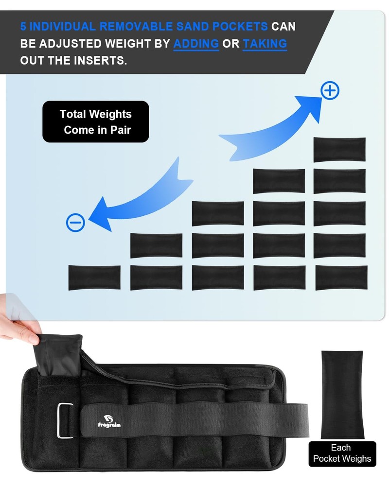Adjustable Ankle Weights 1-5 LBS Pair from lbs, Total, Black