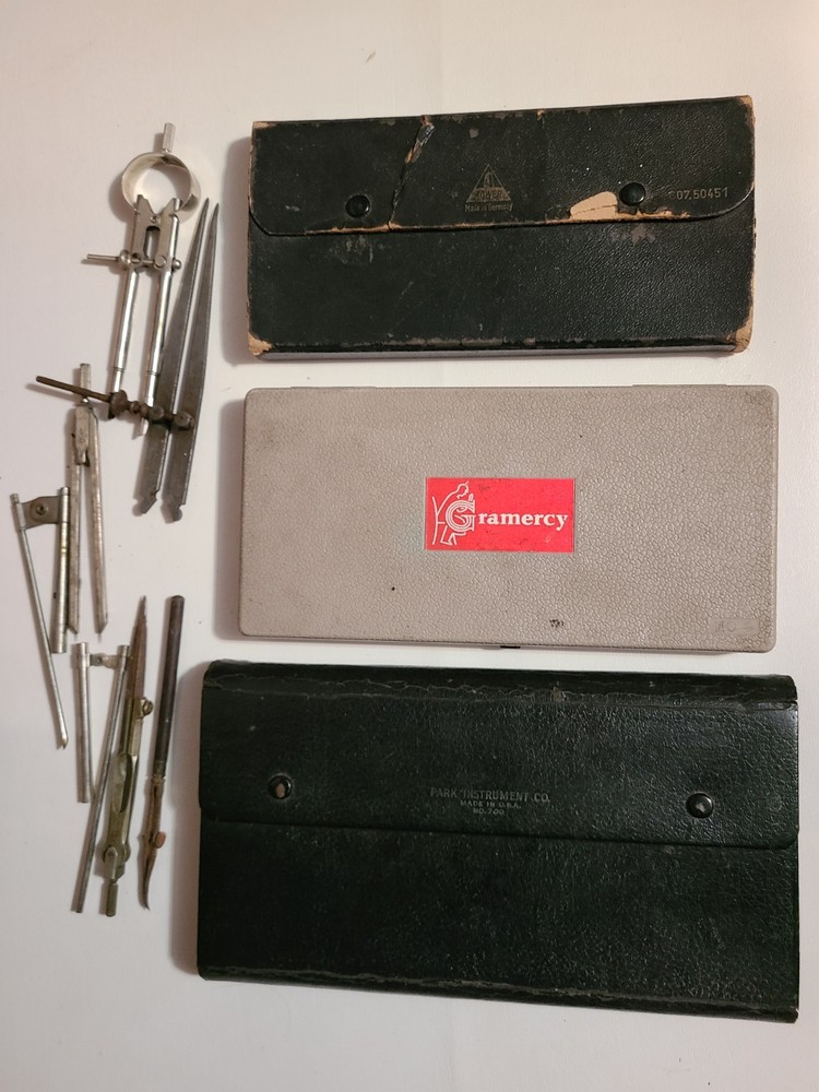 Vintage LOT Machinists Drafting Tools Calipers Compass Scribes Park Instrument