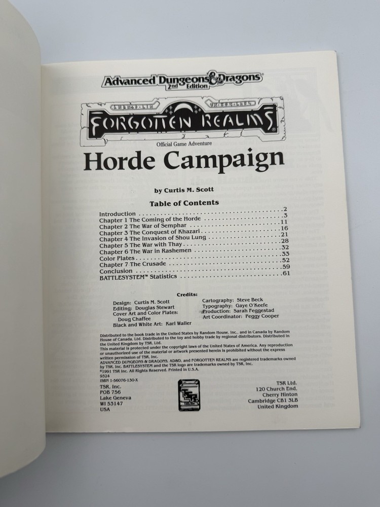 AD&D 2nd Edition Forgotten Realms Horde Campaign FR12 9324