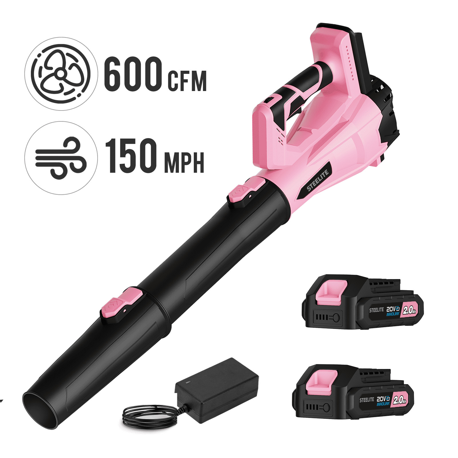 Steelite Electric Cordless Leaf Blower 150 MPH/600 CFM 6 Speed w/ 2.0Ah Battery