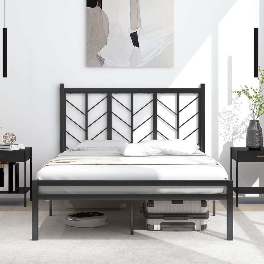 Full Size Platform Bed w/ Headboard 11.5" Under Bed Storage Easy Assembly