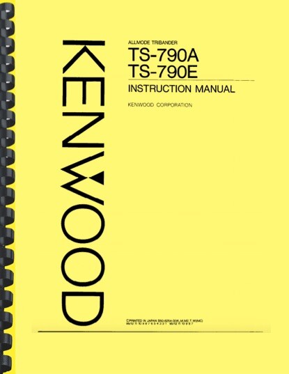 Kenwood TS-790A 790E Transceiver User Instructions Manual