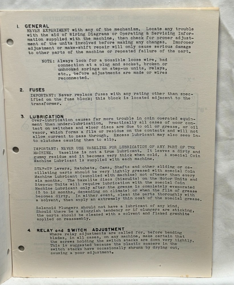 ORIGINAL-WILLIAMS-4 ACES-INSTRUCTION MANUAL