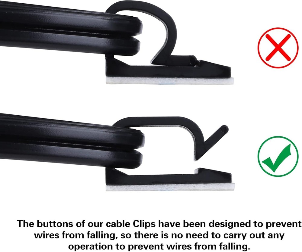 120 Pack Black Cable Clips for Tidy Wire Management - Any Surface Fit