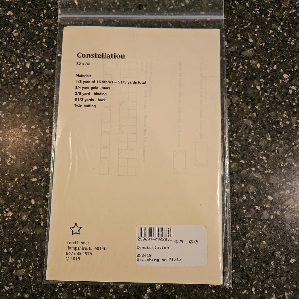 Constellation Quilt Pattern 52" x 80" Terri Linder