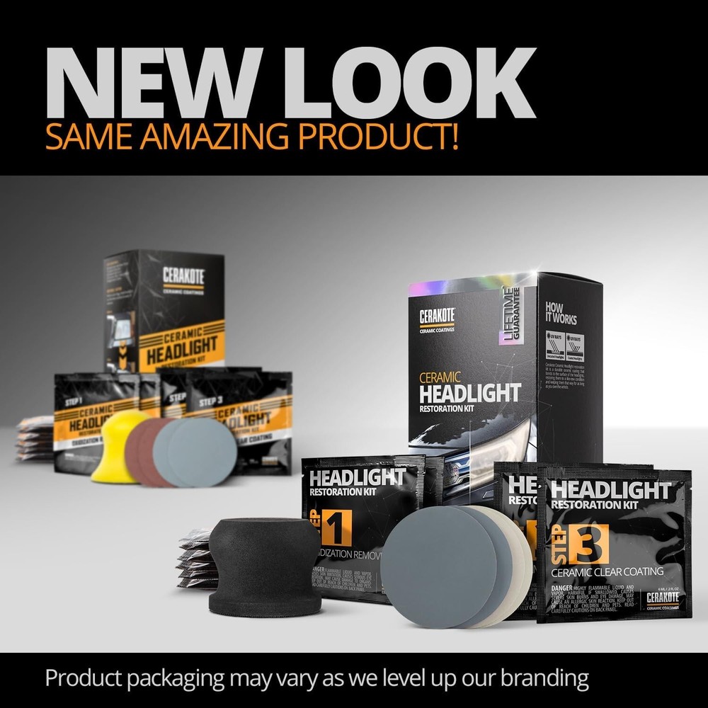 CERAKOTE Ceramic Headlight Restoration Kit – No Tools Needed – UV Clear Coat