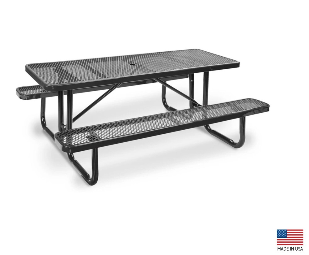 PICNIC TABLE Commercial - All Metal Construction & Steel Frame  8 Ft Rectangular