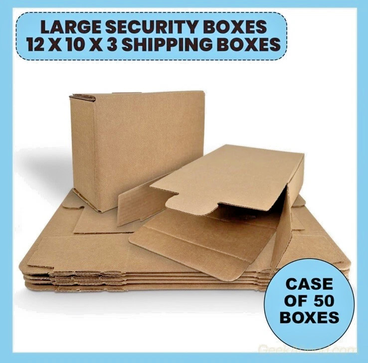 50 Pieces 10" x 3" x 12.5" Corrugated Security Mailer Shipping Box
