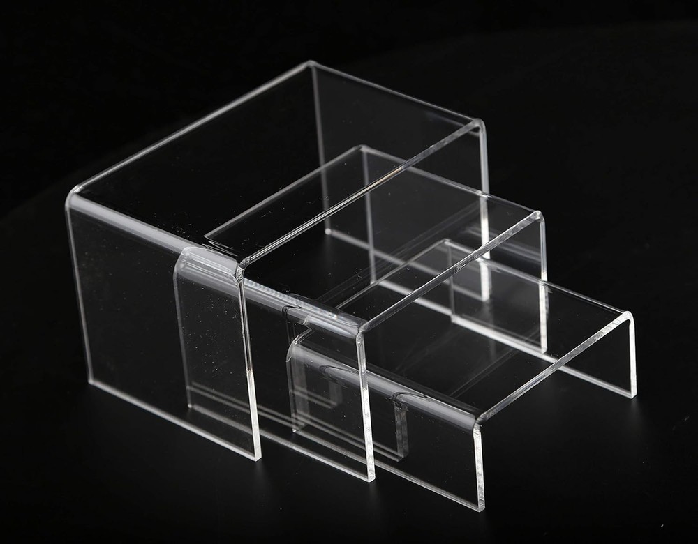 6 -Piece Strong Clear Acrylic Rectangular Riser Retail Shelf Showcase Fixtures
