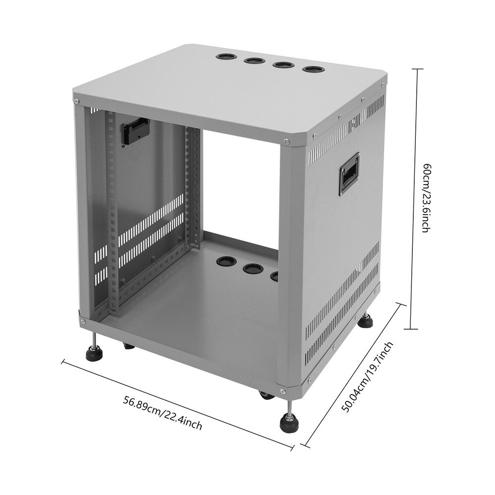 Modern Rolling Server Rack Open Cabinet Network & Stereo Rack with Caster Wheels