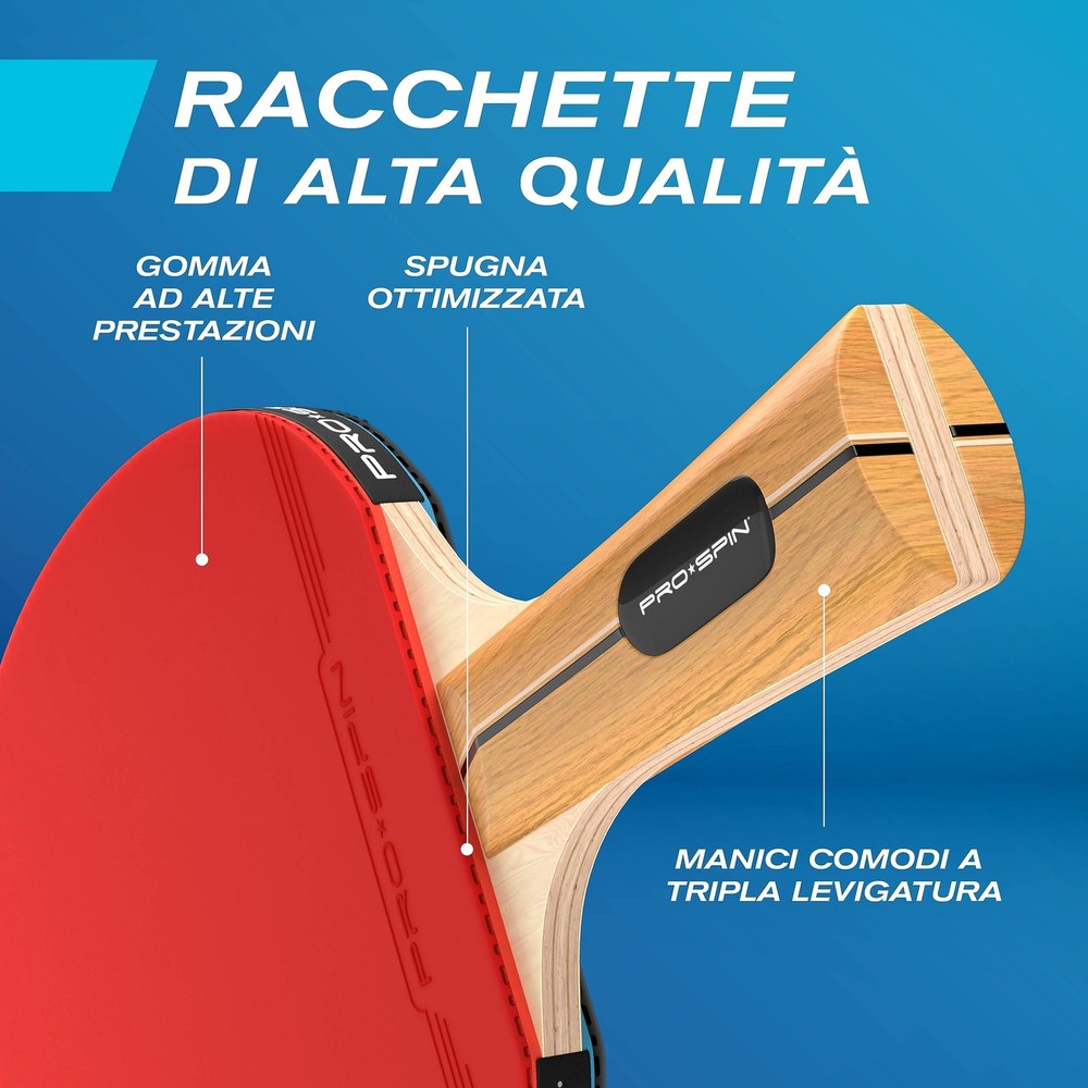 PRO-SPIN Portable Ping Pong Set with 4-Player Set, | Active Red