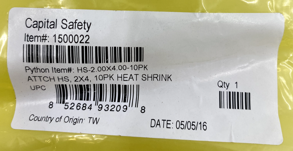 Python Safety Heat Shrink - 1500022 - 2.00" x 4.00" (10 Pack)